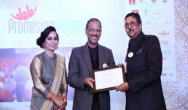 Receiving award from Sh. Anil Swarup; Secretary, School Education & Literacy Department, Govt. of India. Left side: Prerna Singh, Founder President of Promising Indians
