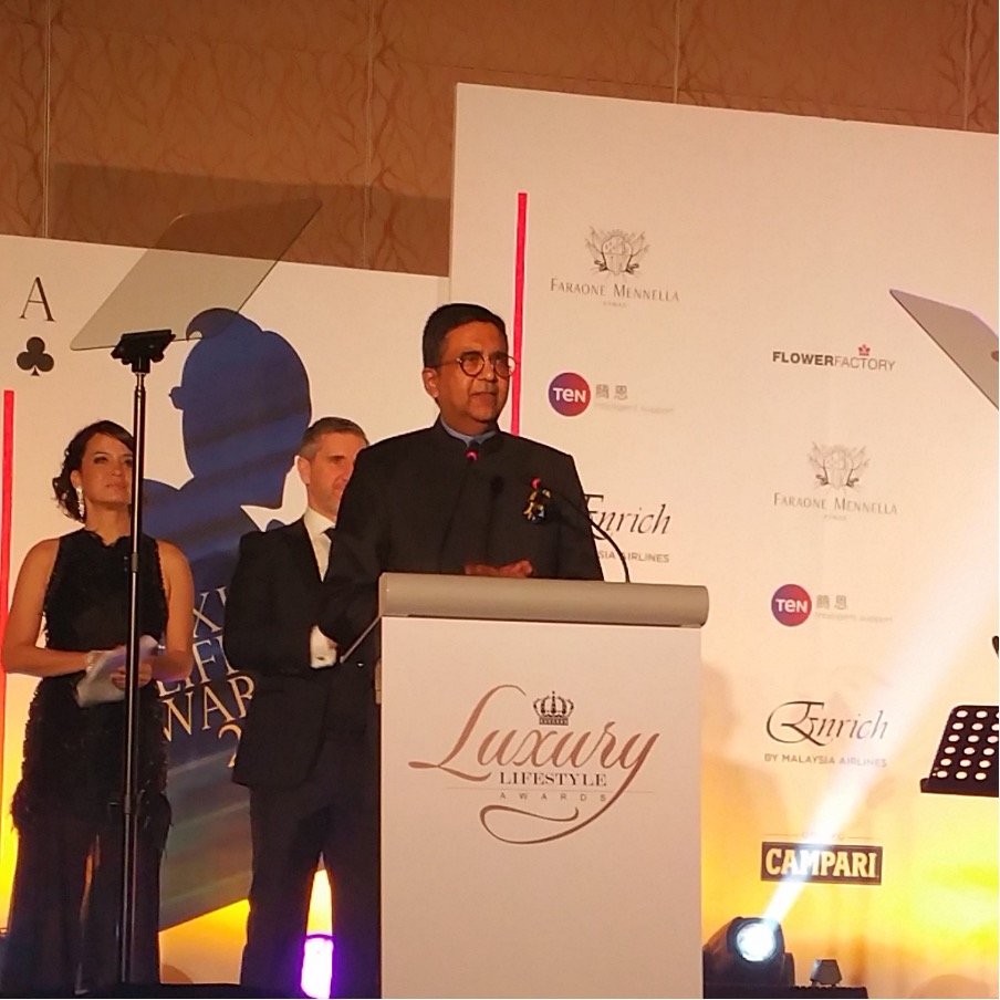 Abhay Gupta speaking at the Luxury Lifestyle Awards 2015